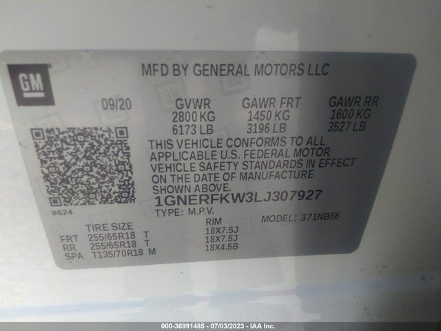Chevrolet Traverse Ls 2020 1GNERFKW3LJ307927 Image 9