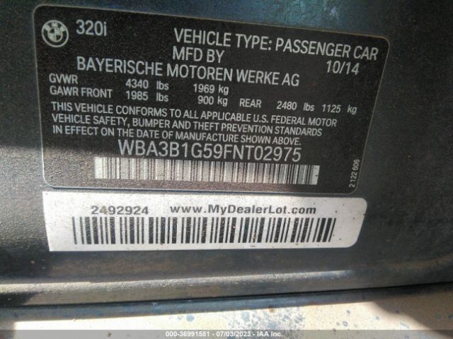 WBA3B1G59FNT02975 BMW 3 Series 320i
