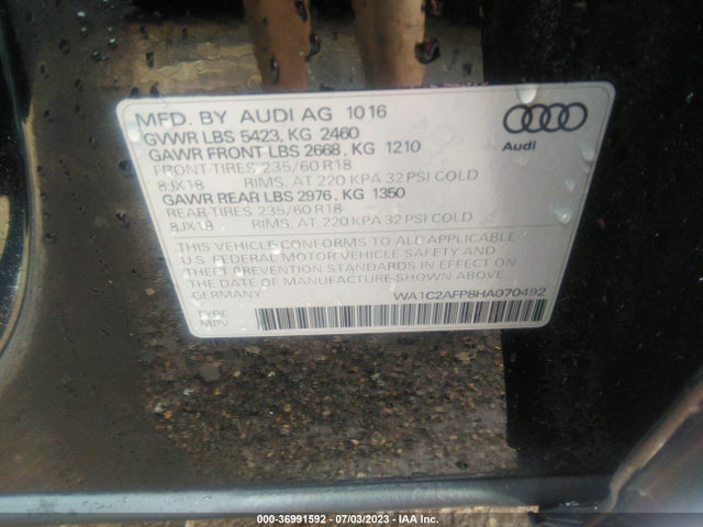 WA1C2AFP8HA070492 Audi Q5 PREMIUM