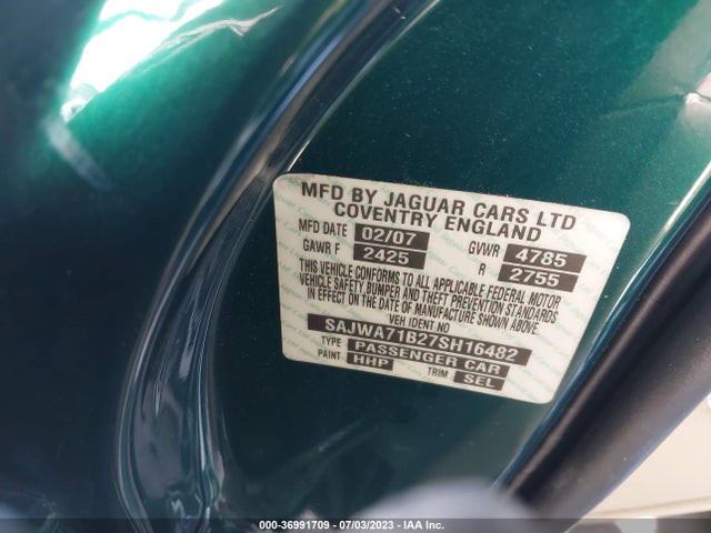 2007 JAGUAR XJ XJ8 VIN: SAJWA71B27SH16482