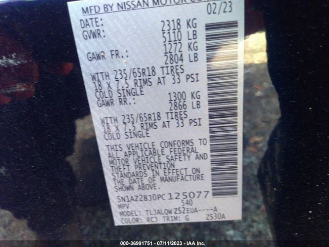 5N1AZ2BJ0PC125077 Nissan MURANO SV
