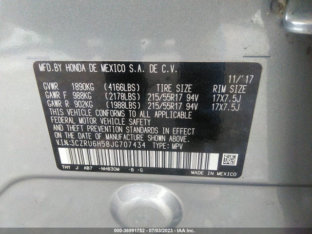 Honda HR-V EX 2018 3CZRU6H58JG707434 Image 9