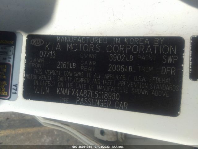 KNAFX4A87E5118930 KIA FORTE EX