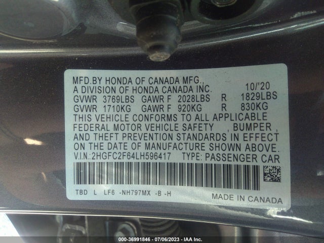 Honda Civic Sedan Lx 2020 2HGFC2F64LH596417 Image 16