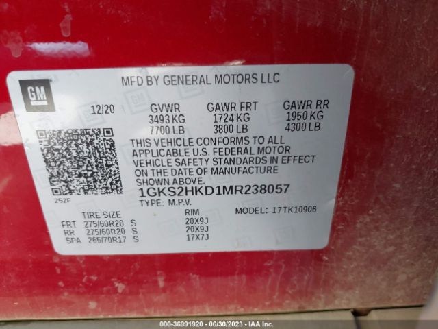 1GKS2HKD1MR238057 GMC Yukon Xl At4
