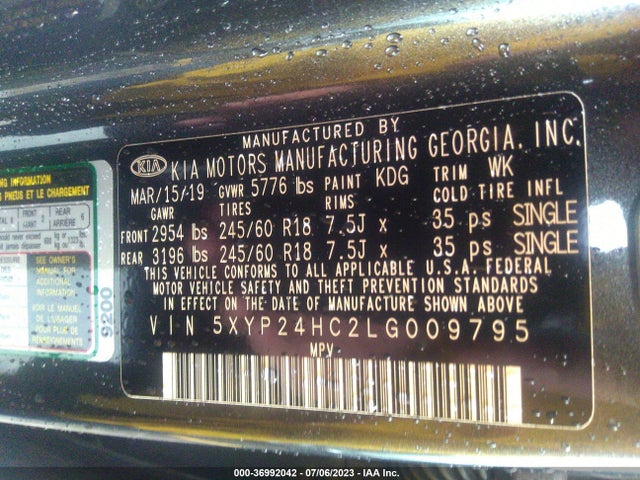KIA Telluride Lx 2020 5XYP24HC2LG009795 Image 9