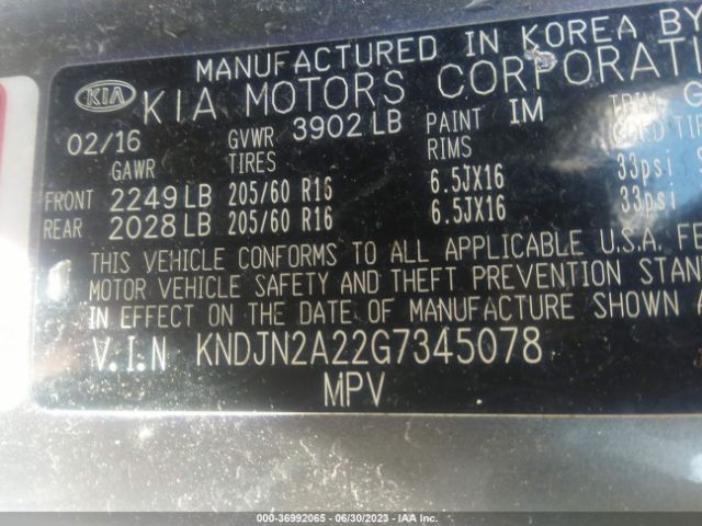 KNDJN2A22G7345078 KIA Soul Base