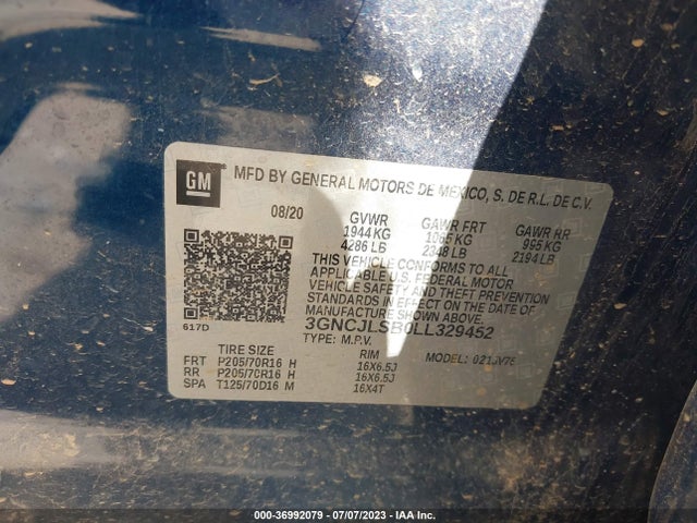 Chevrolet Trax Lt 2020 3GNCJLSB0LL329452 Image 9