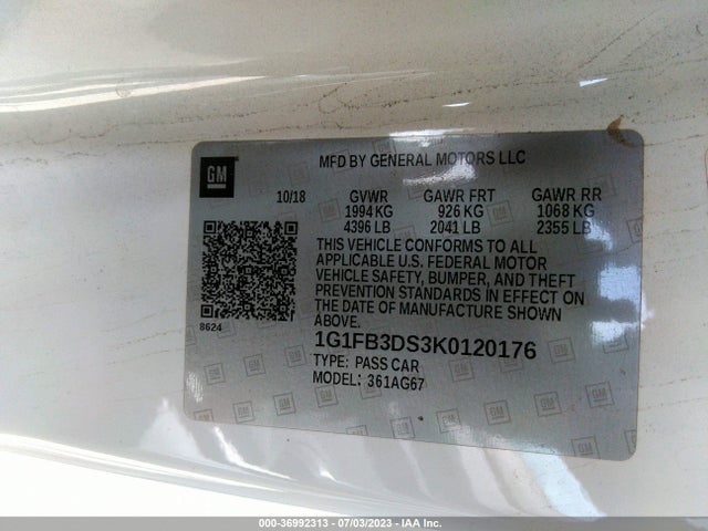 Chevrolet Camaro 1lt 2019 1G1FB3DS3K0120176 Image 8