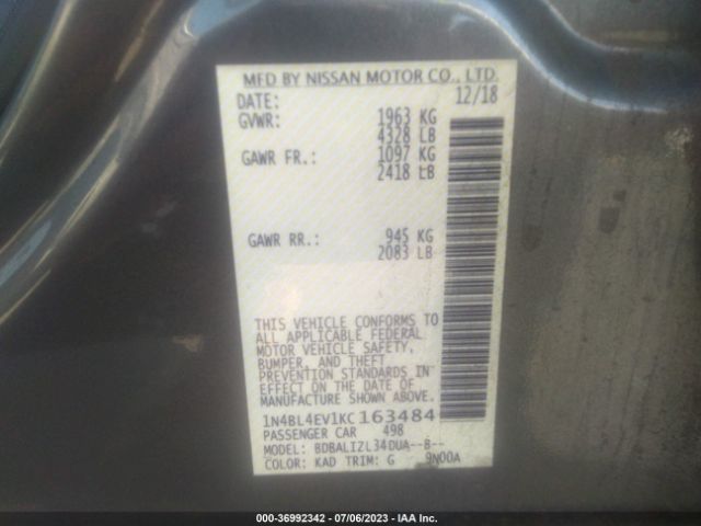 1N4BL4EV1KC163484 Nissan Altima 2.5 Sl