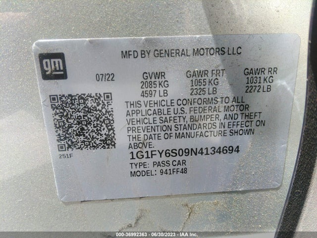 2022 Chevrolet Bolt EUV, VIN: 1G1FY6S09N4134694