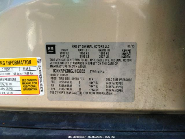 1GKKRPKD0GJ103032 GMC ACADIA SLE