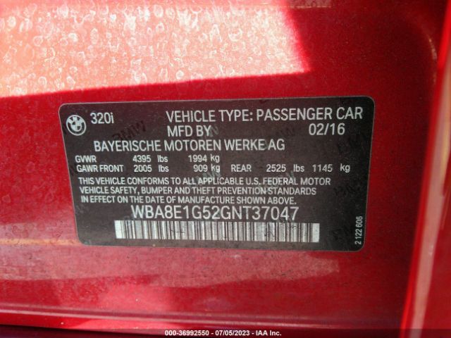 WBA8E1G52GNT37047 BMW 3 Series 320i