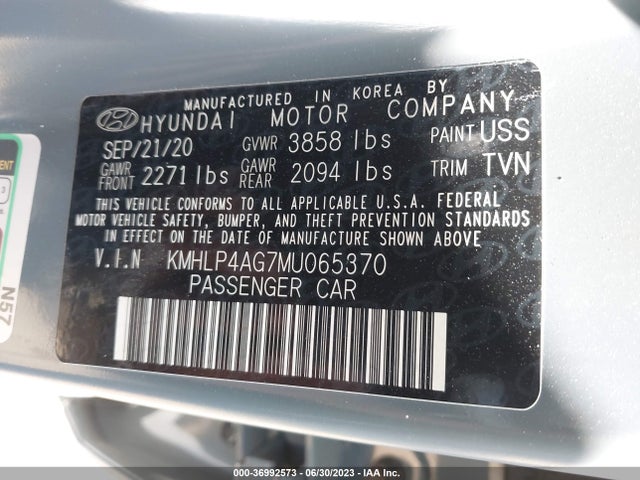 Hyundai Elantra Limited 2021 KMHLP4AG7MU065370 Image 9