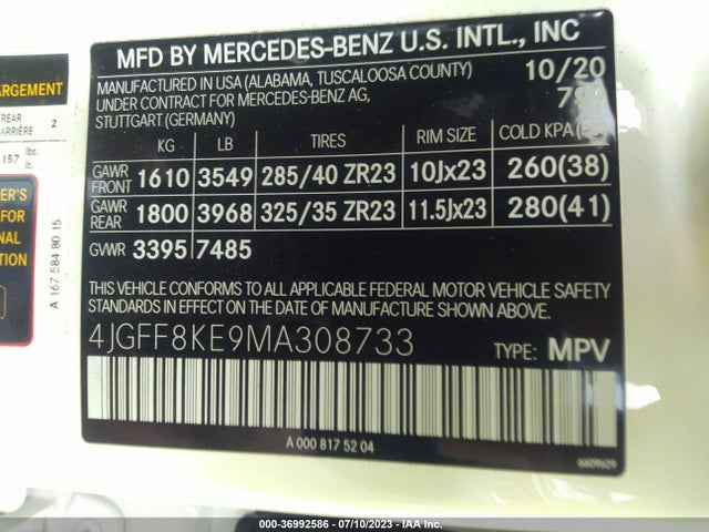 2021 Mercedes-Benz GLS-Class, VIN: 4JGFF8KE9MA308733
