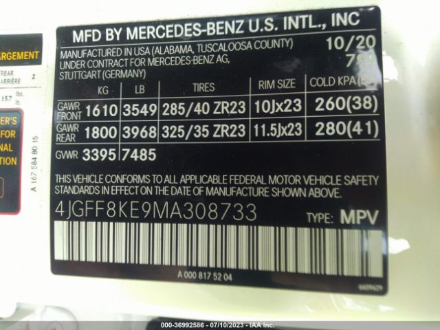 4JGFF8KE9MA308733 Mercedes-Benz Gls Amg Gls 63