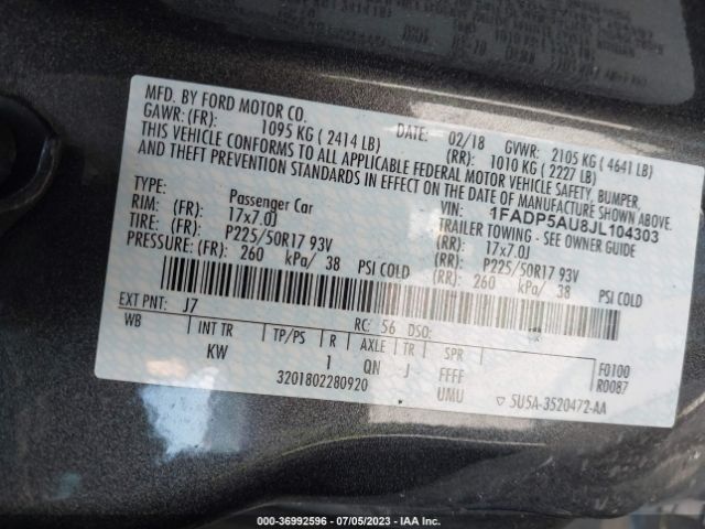 1FADP5AU8JL104303 Ford C-max Hybrid Se