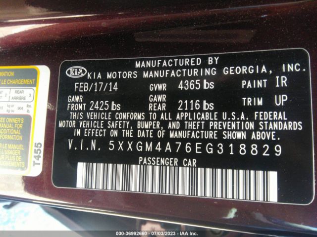 5XXGM4A76EG318829 KIA Optima Lx