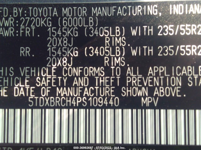 2023 Toyota Highlander, VIN: 5TDXBRCH4PS109440