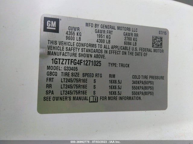 1GTZ7TFG4F1271025 GMC SAVANA CARGO VAN