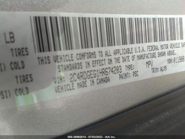 2C4RDGEG1HR674203 Dodge Grand Caravan Gt