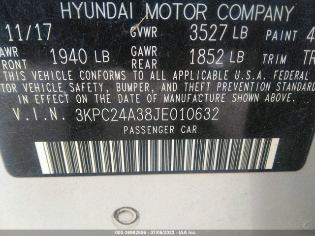 Hyundai ACCENT SE 2018 3KPC24A38JE010632 Image 15