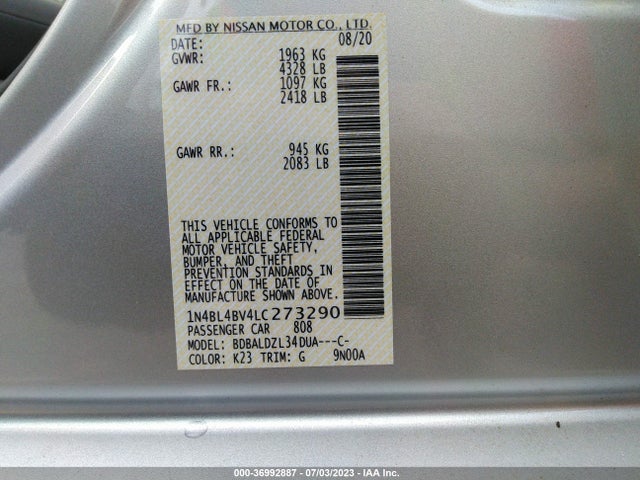 Nissan Altima 2.5 S 2020 1N4BL4BV4LC273290 Image 16