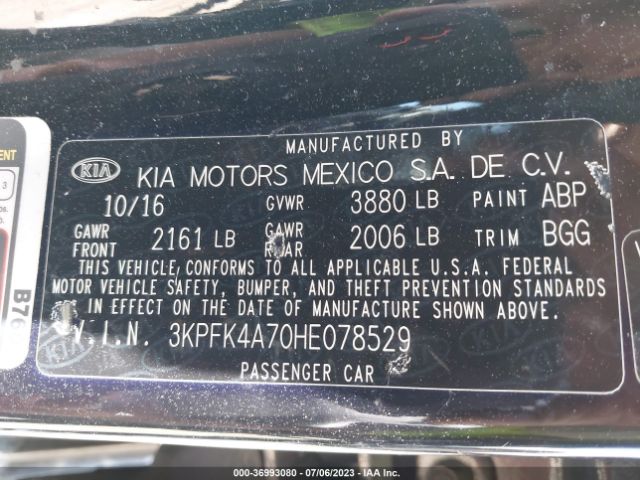 3KPFK4A70HE078529 KIA FORTE LX