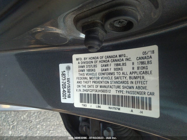 Honda Civic Sedan Lx 2018 2HGFC2F5XJH560512 Image 16