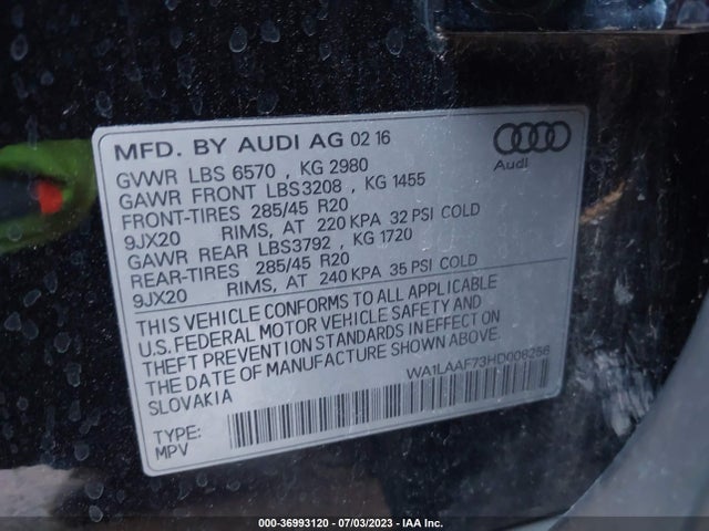 WA1LAAF73HD008256 Audi Q7 Premium Plus