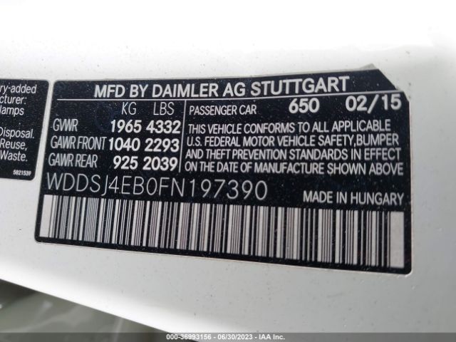 WDDSJ4EB0FN197390 Mercedes-Benz Cla-class Cla 250