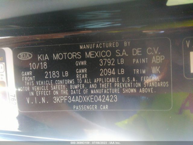 3KPF34ADXKE042423 KIA FORTE S