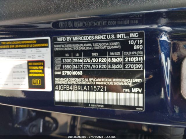 4JGFB4JB9LA115721 Mercedes-Benz Gle Gle 350