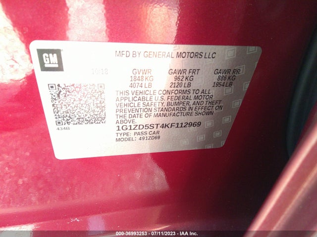Chevrolet MALIBU LT 2019 1G1ZD5ST4KF112969 Image 9