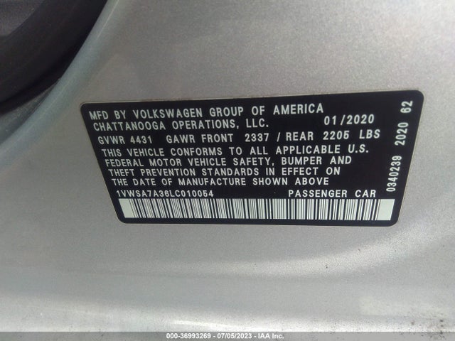 1VWSA7A36LC010054 Volkswagen Passat 2.0t Se
