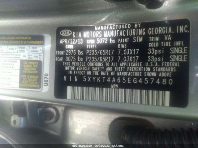 5XYKT4A65EG457480 KIA SORENTO LX
