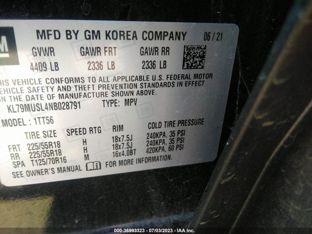 Chevrolet Trailblazer Rs 2022 KL79MUSL4NB028791 Image 9
