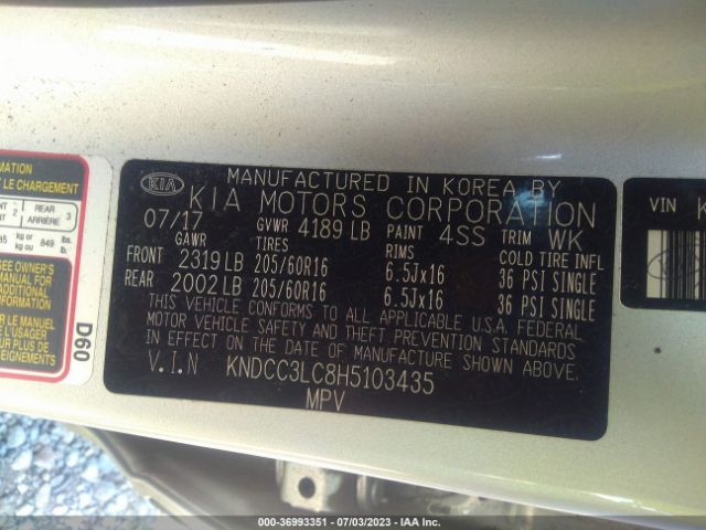 KNDCC3LC8H5103435 KIA NIRO EX