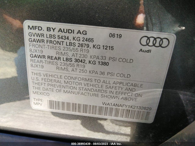 Audi Q5 PREMIUM 2019 WA1ANAFY1K2132629 Image 9