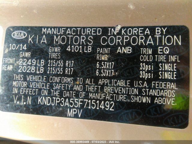 KNDJP3A55F7151492 KIA SOUL +
