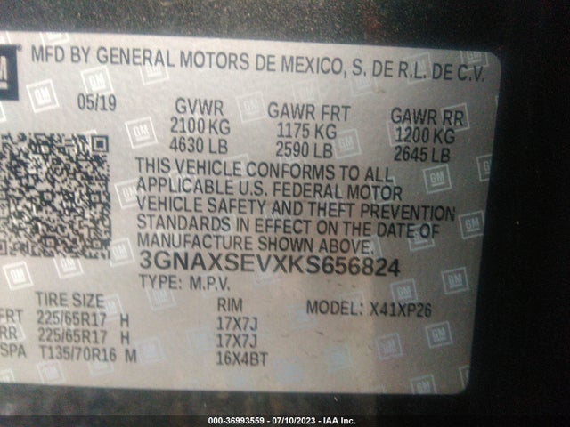 Chevrolet EQUINOX LS 2019 3GNAXSEVXKS656824 Image 9