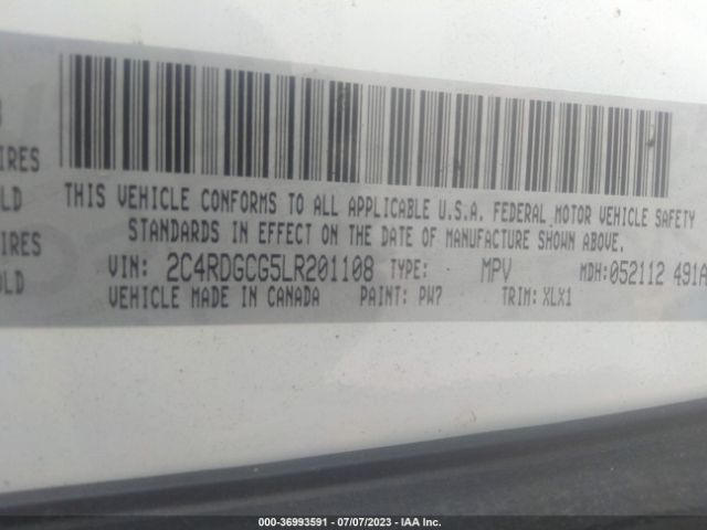 2C4RDGCG5LR201108 Dodge Grand Caravan Sxt