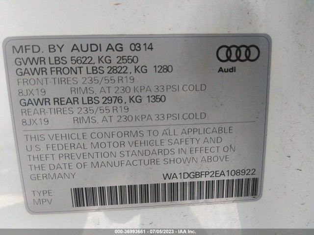 WA1DGBFP2EA108922 Audi Q5 Premium Plus