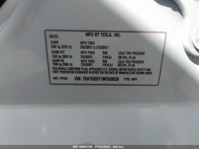 Tesla Model Y Performance 2022 7SAYGDEF1NF550838 Image 16