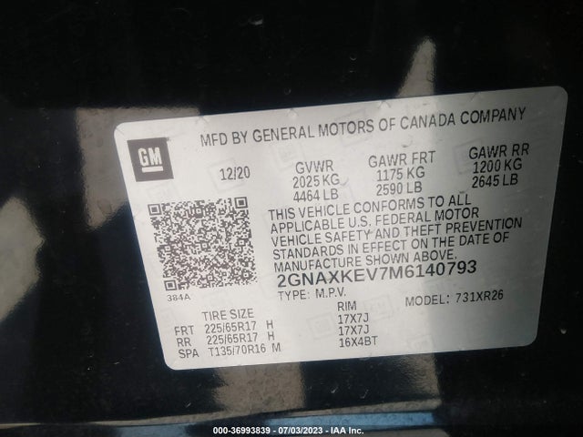 Chevrolet EQUINOX LT 2021 2GNAXKEV7M6140793 Image 9