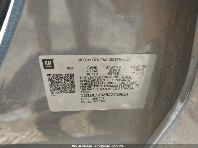 Chevrolet CRUZE LT 2018 1G1BE5SM5J7216614 Image 15