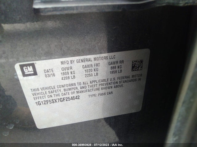 Chevrolet MALIBU LT 2016 1G1ZF5SX7GF254642 Image 9