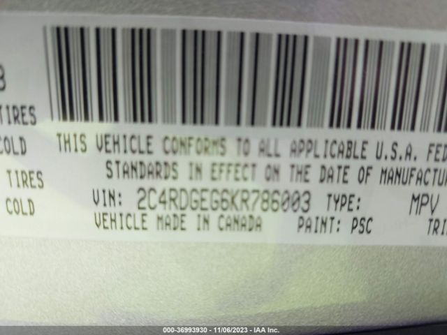 2C4RDGEG6KR786003 Dodge Grand Caravan Gt