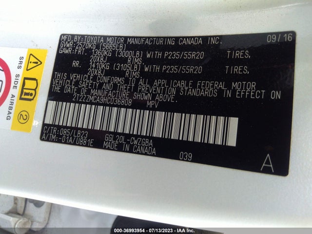 2T2ZZMCA9HC036808 Lexus Rx Rx 350