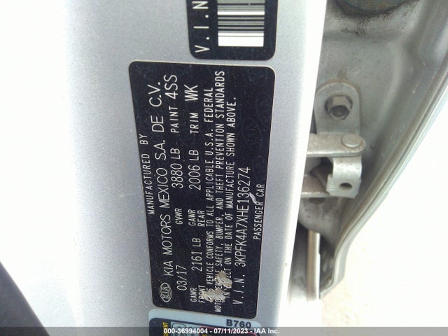 KIA FORTE LX 2017 3KPFK4A7XHE136274 Image 16